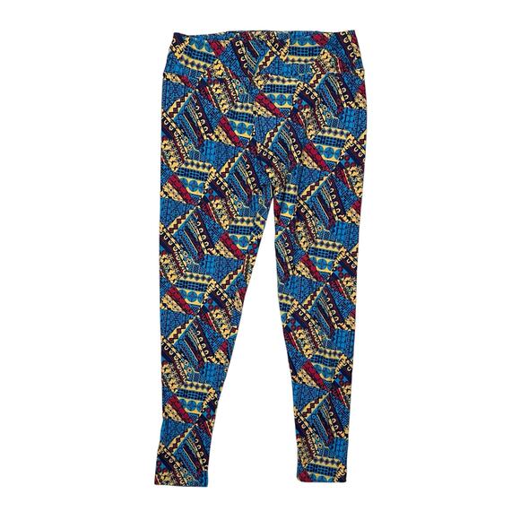 Lularoe Buttery Soft Leggings Size TC Tall & Curvy Patchwork Tribal Print - Picture 2 of 5